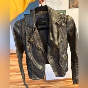 Rock & Republic XS tight fitting sparkly cotton polyester spandex gold jacket